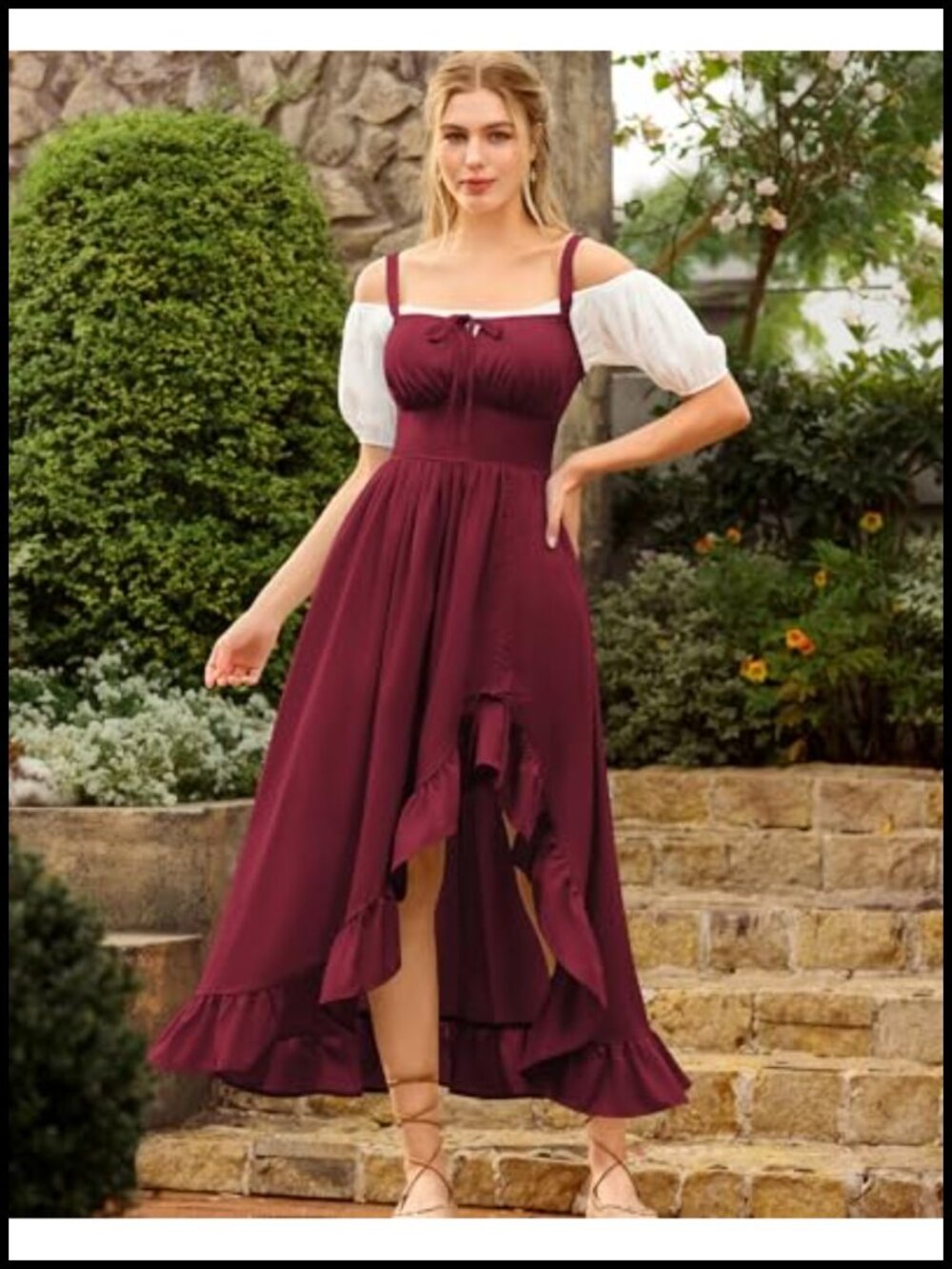 Scarlet Darkness Women Renaissance Corset Dress Flowy Milkmaid Sundress - Picture 2 of 6